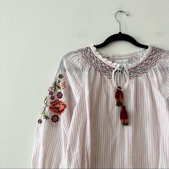 Velvet by Graham & Spencer Rina Floral Embroidered Peasant Blouse - Picture 3 of 9